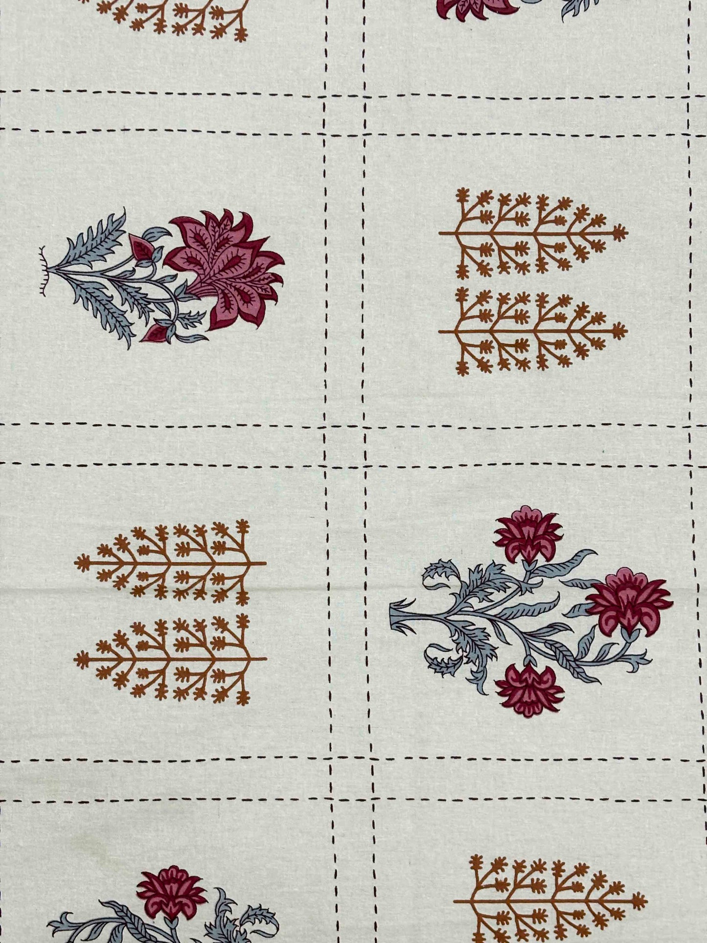 INDICASA Multicolor Sanganeri Hand Block Printed Super King Bedsheet with 2 pillow covers