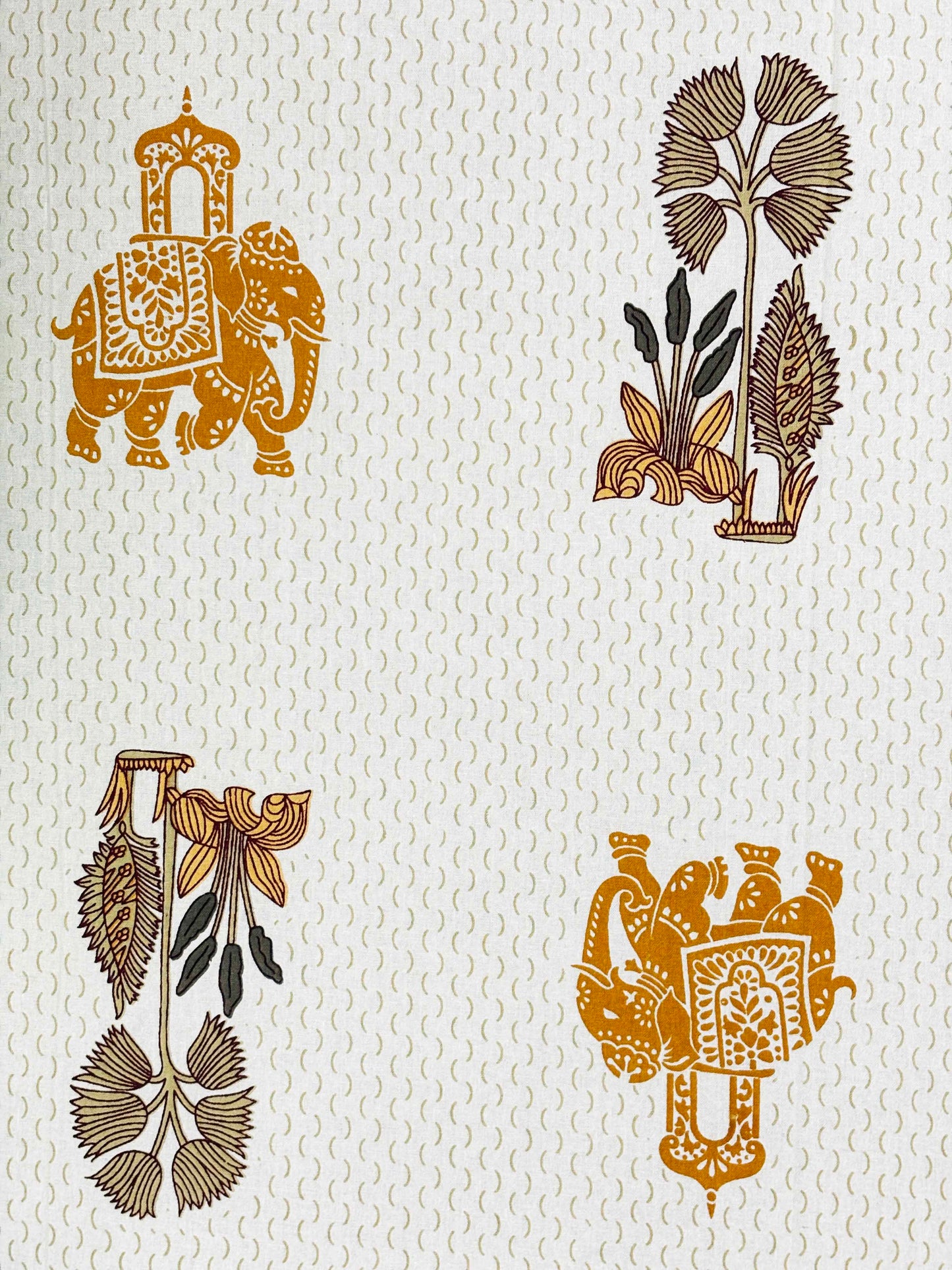 INDICASA Royal Elephant Printed Hand Block Super King Bedsheet with 2 pillow covers