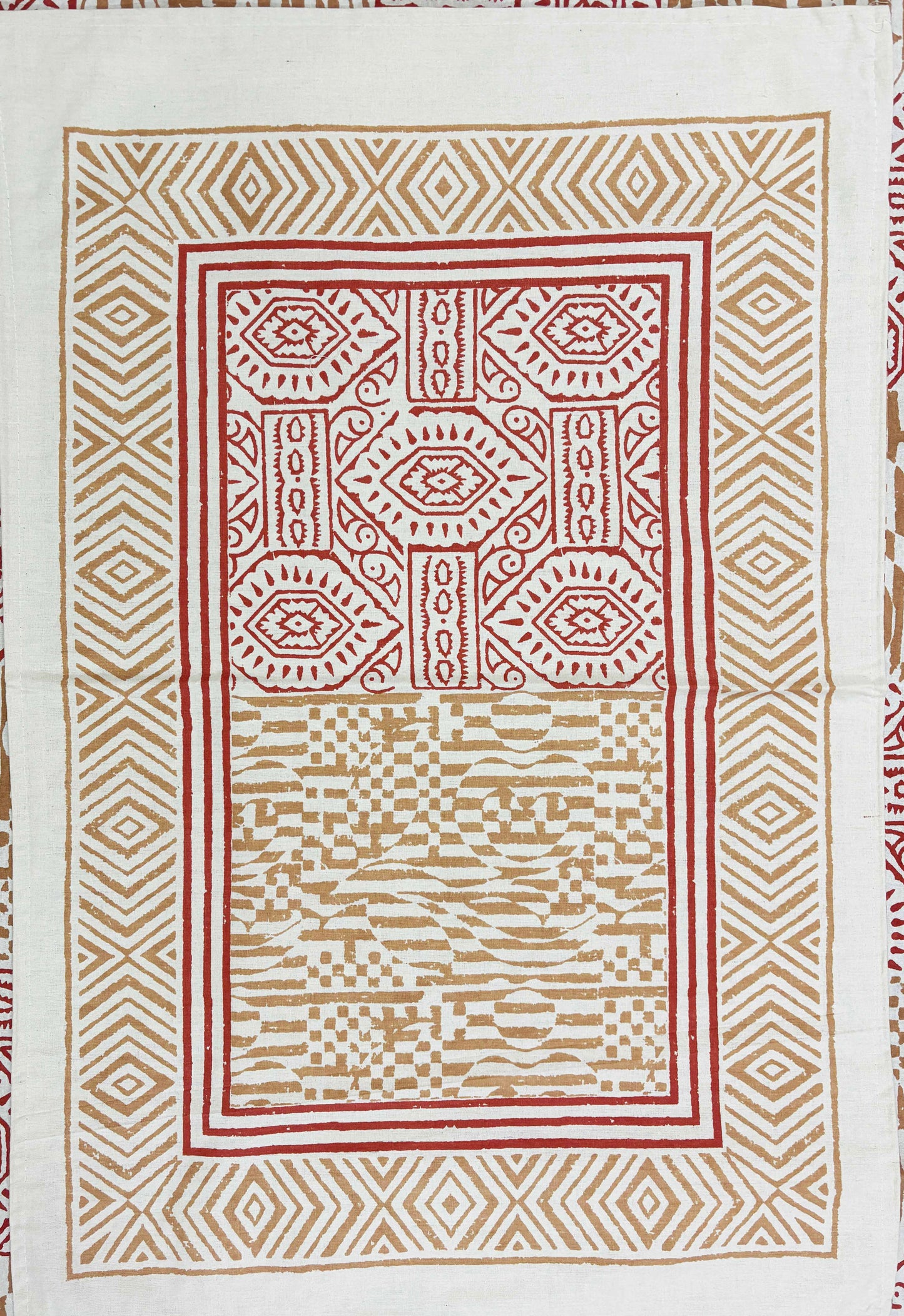 INDICASA Ethnic Mandala Patterned Hand Block Printed Super King Bedsheet with 2 pillow covers