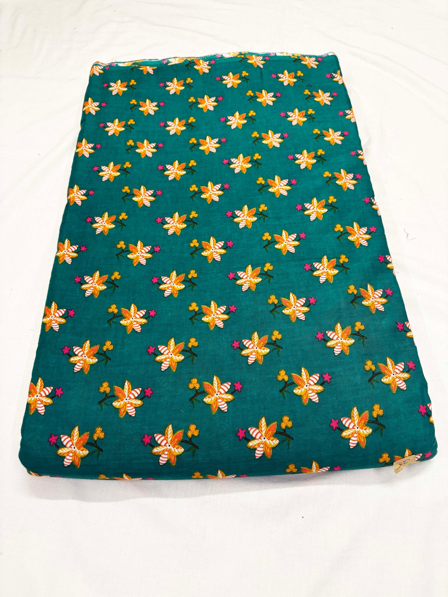 INDICASA Pure Cotton Unstitched Top and Bottom Set in Green Color
