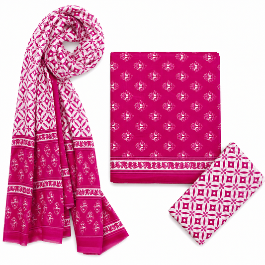 Unstitched Pure Cotton Suit with Cotton Dupatta