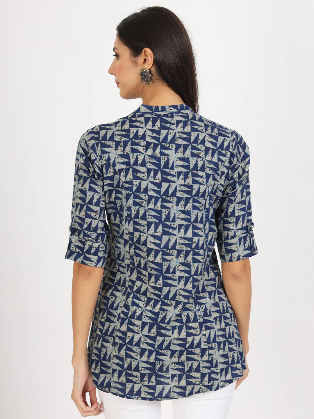INDICASA Blue Floral Printed Cotton Top