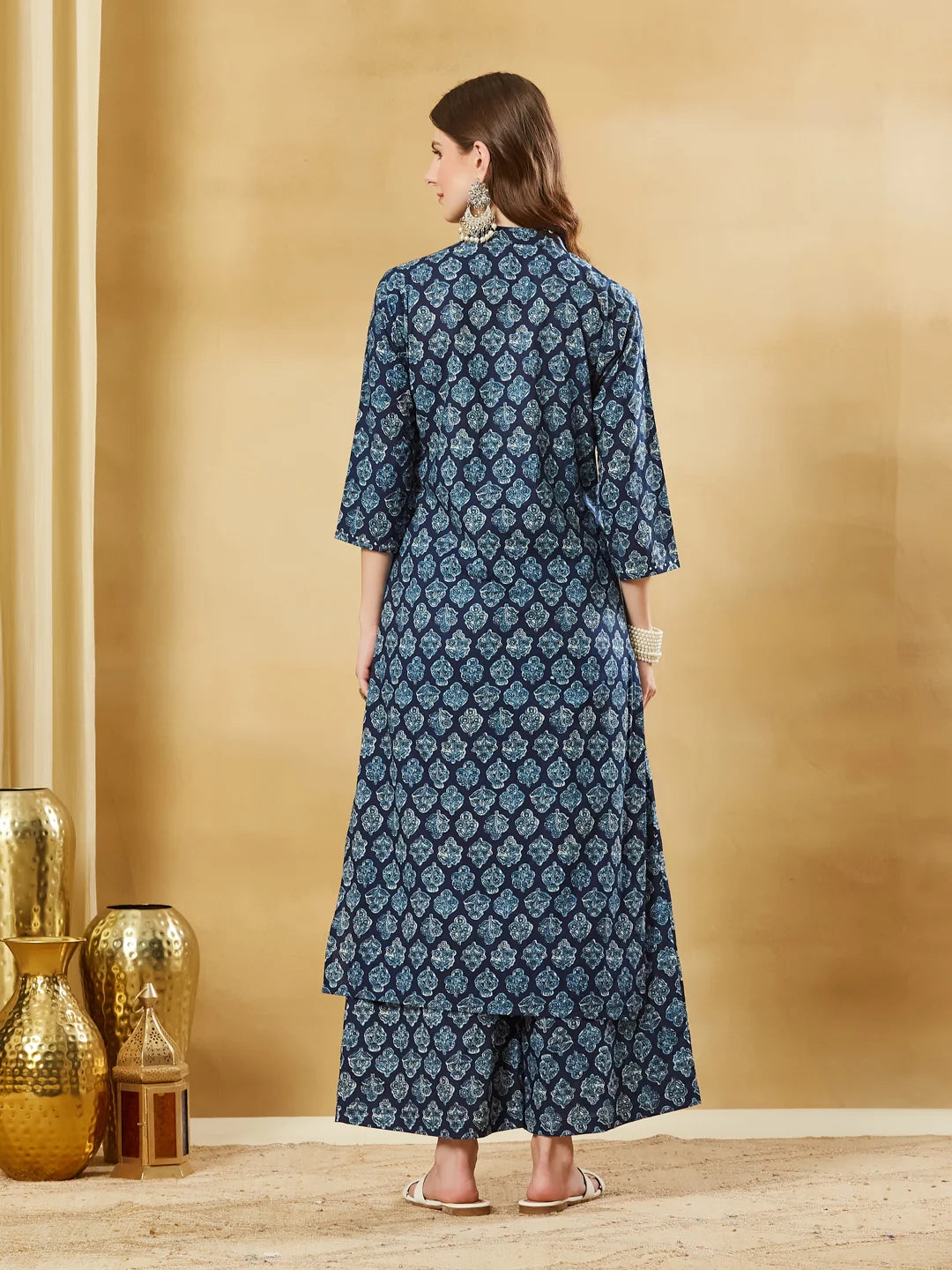 INDICASA Blue Cotton Kurta Palazzo sets