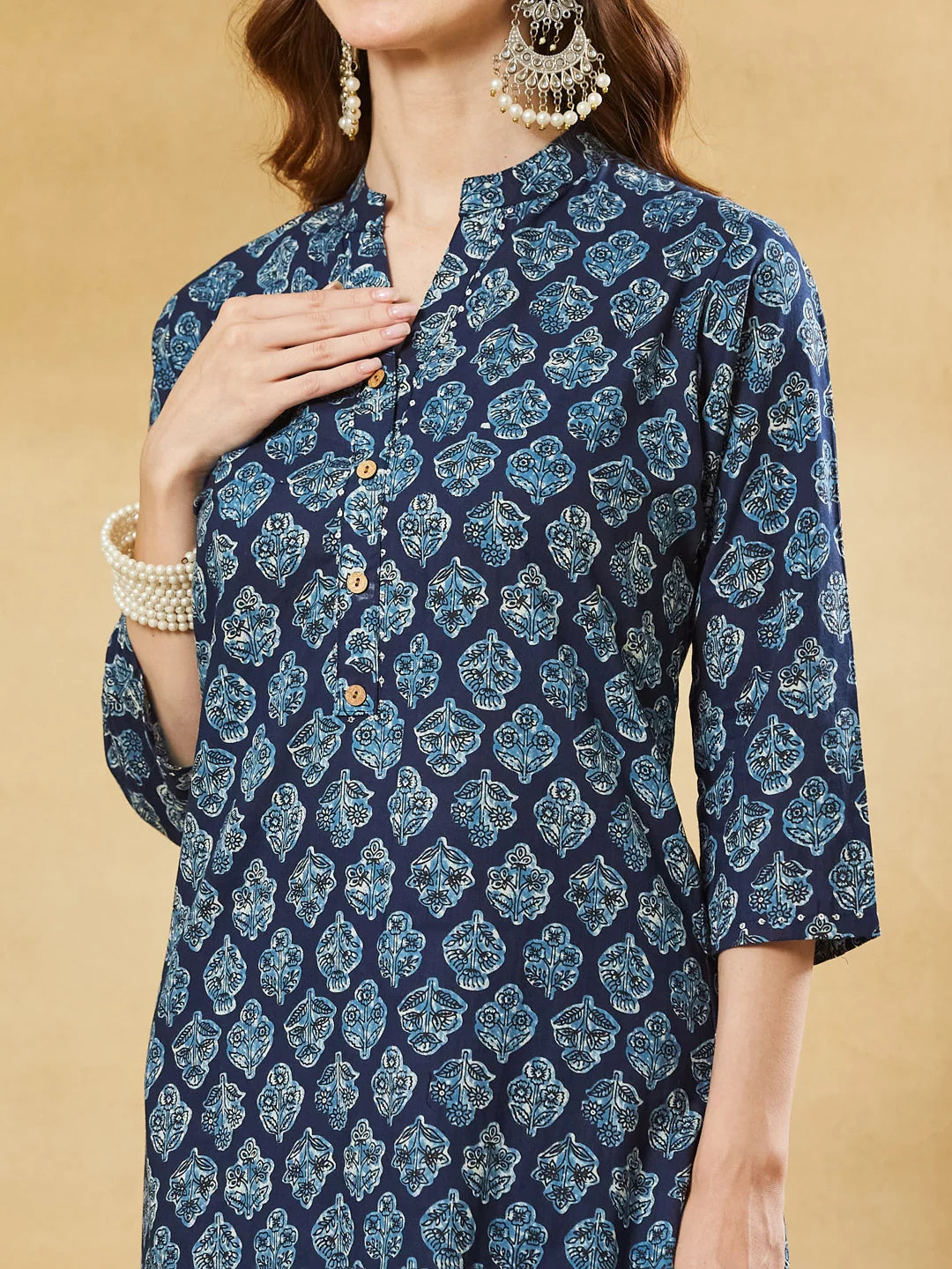 INDICASA Blue Cotton Kurta Palazzo sets