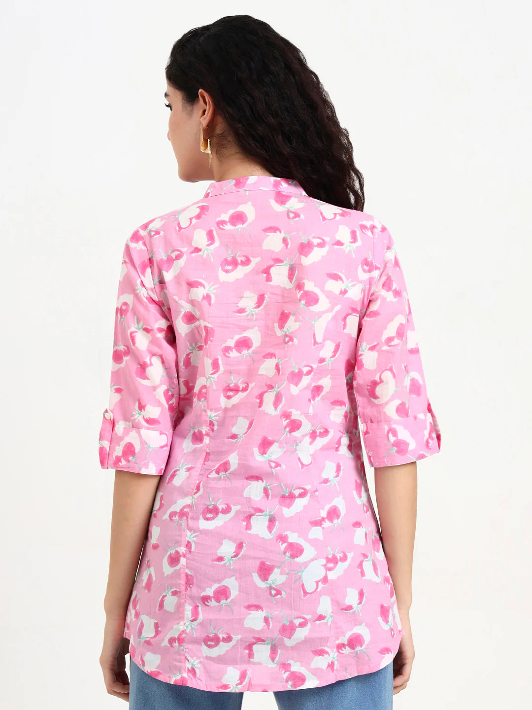 INDICASA Pink Floral Print Cotton Top