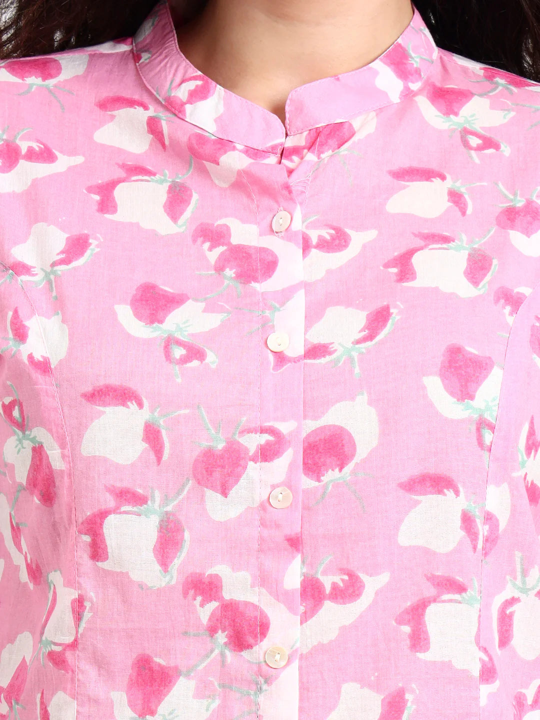 INDICASA Pink Floral Print Cotton Top