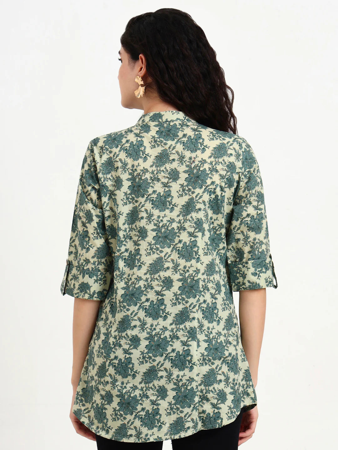INDICASA Green Floral Print Cotton Top