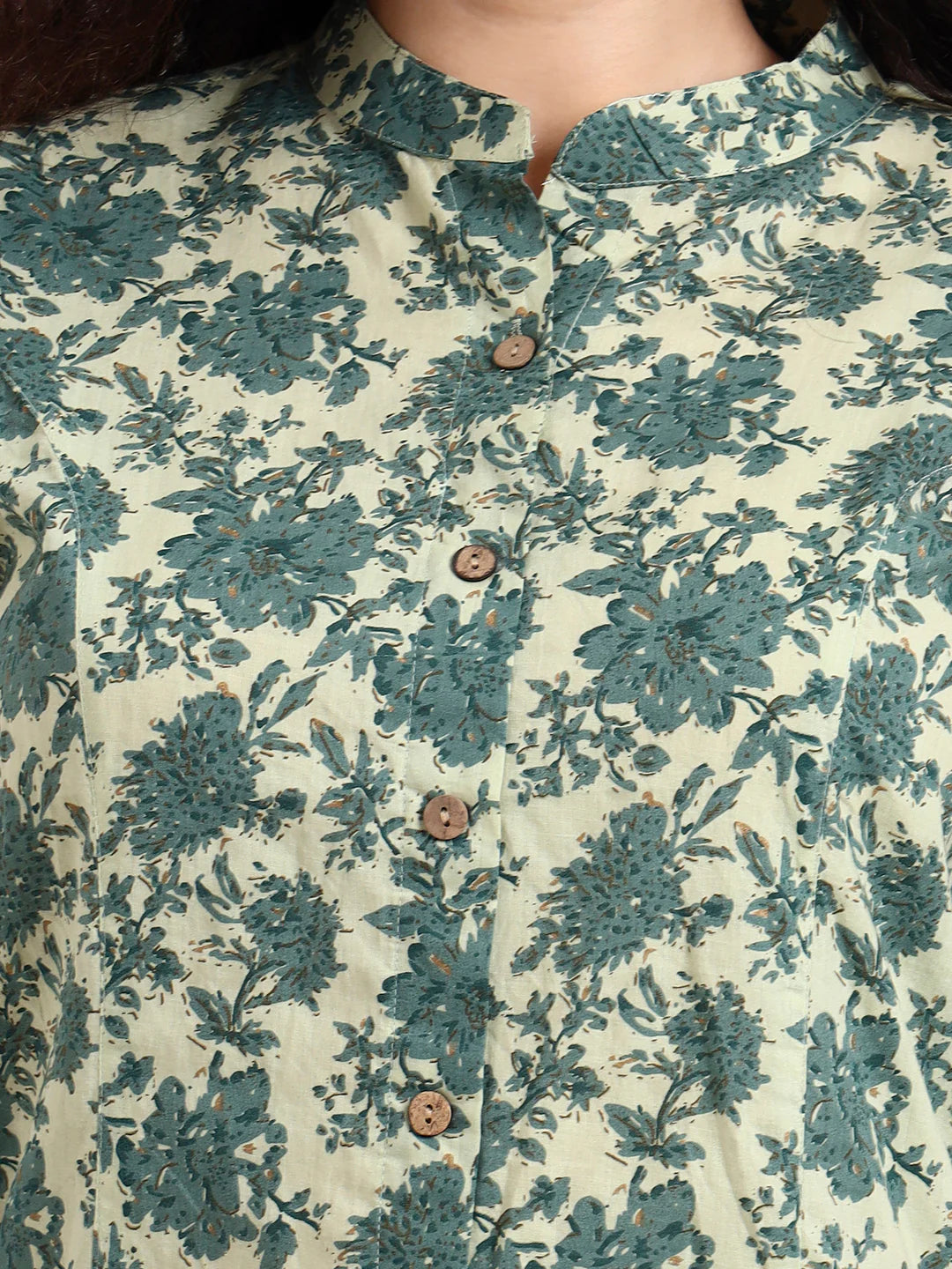 INDICASA Green Floral Print Cotton Top
