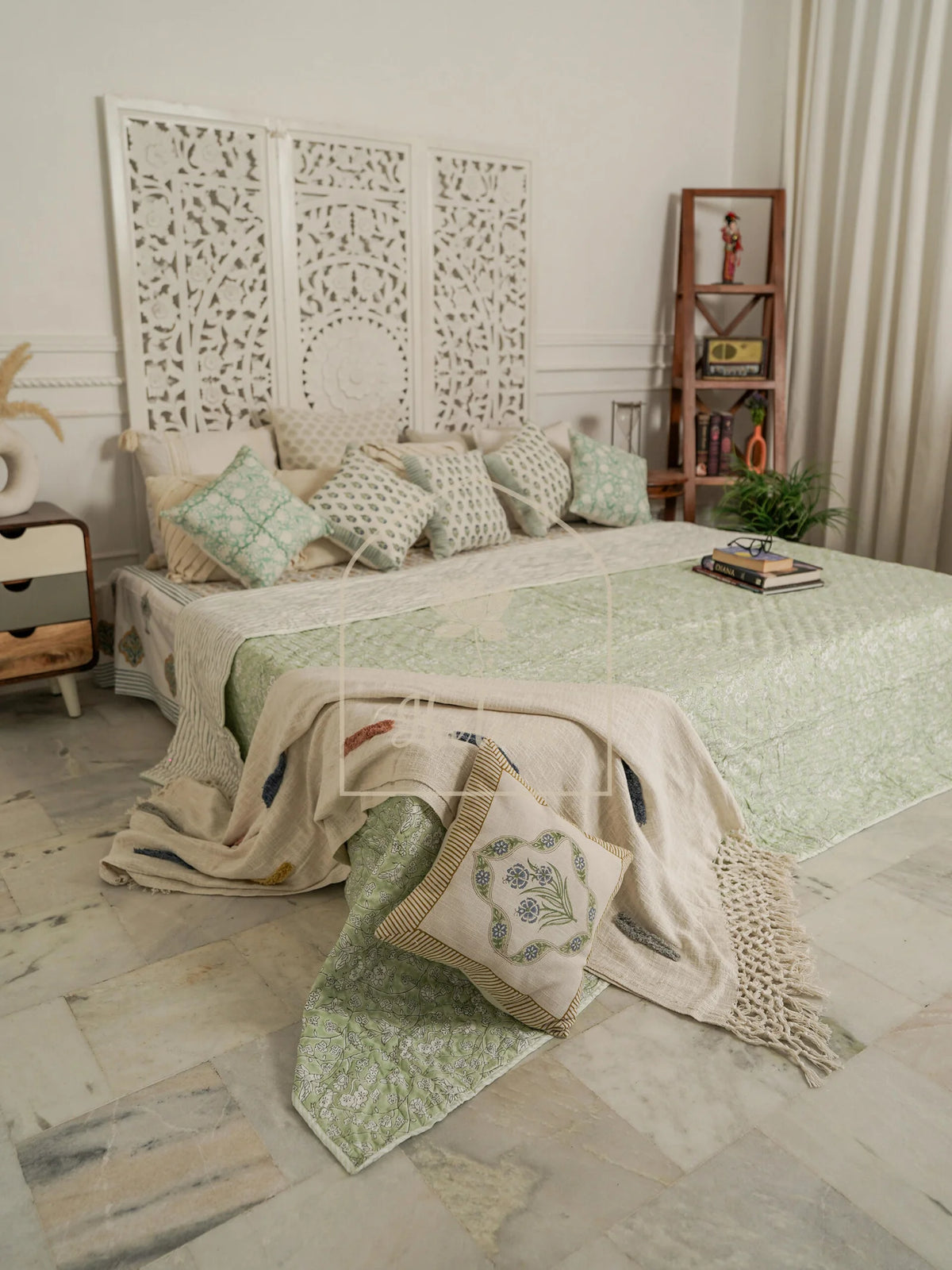 Premium Hand Block Printed Cotton Quilted Bedcover