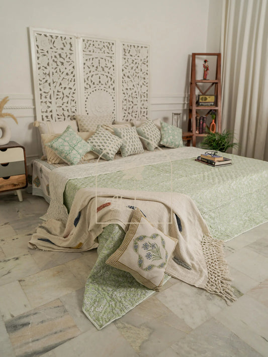 Premium Hand Block Printed Cotton Quilted Bedcover