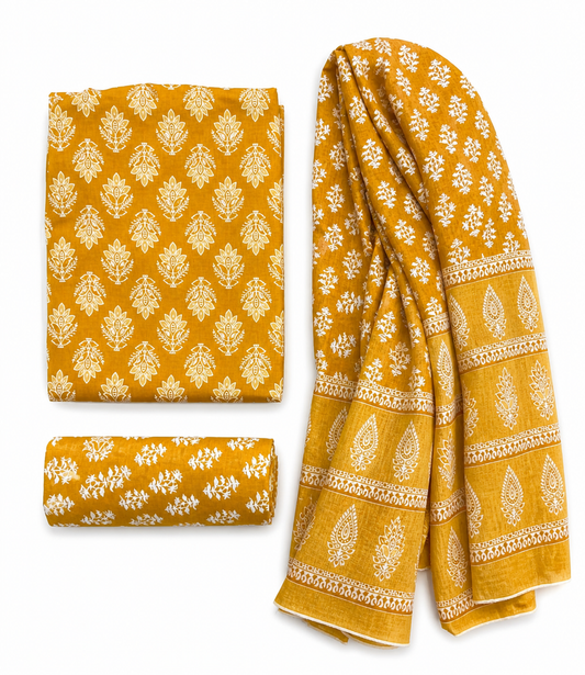 Unstitched Pure Cotton Suit with Cotton Dupatta
