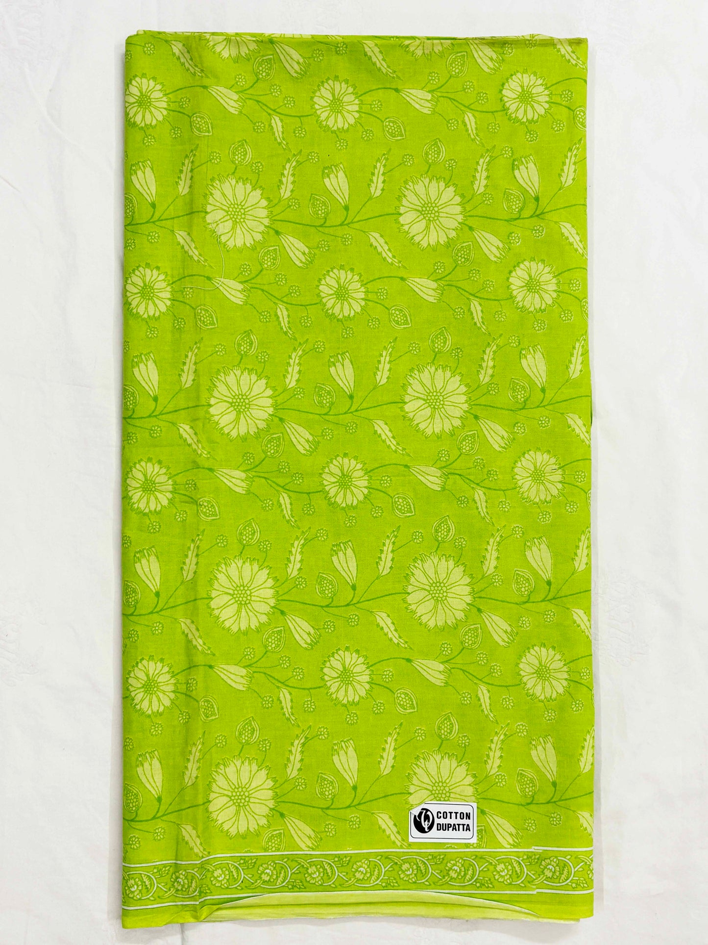 Unstitched Pure Cotton Suit with Cotton Dupatta (Green)