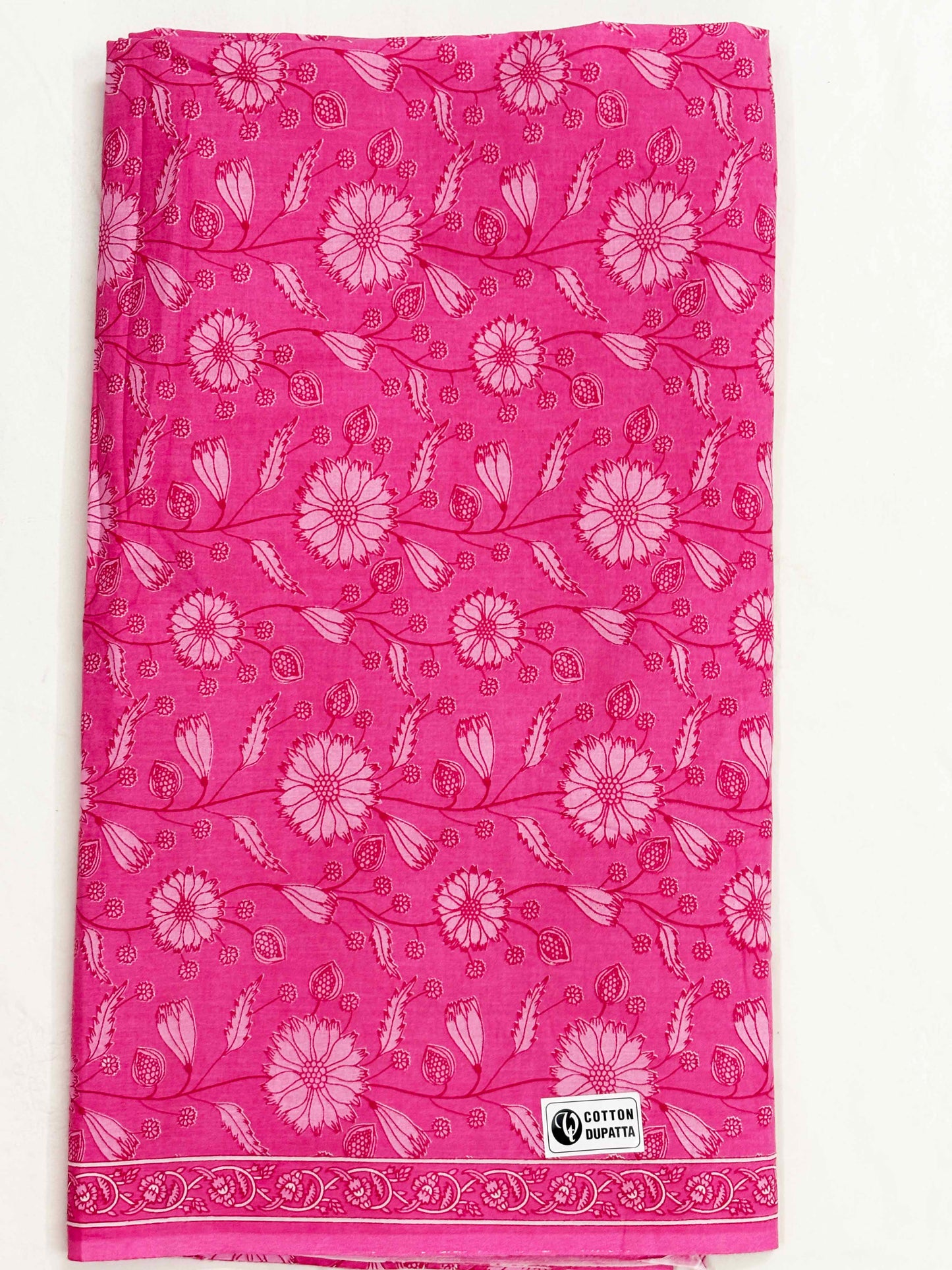 Unstitched Pure Cotton Suit with Cotton Dupatta (Pink)