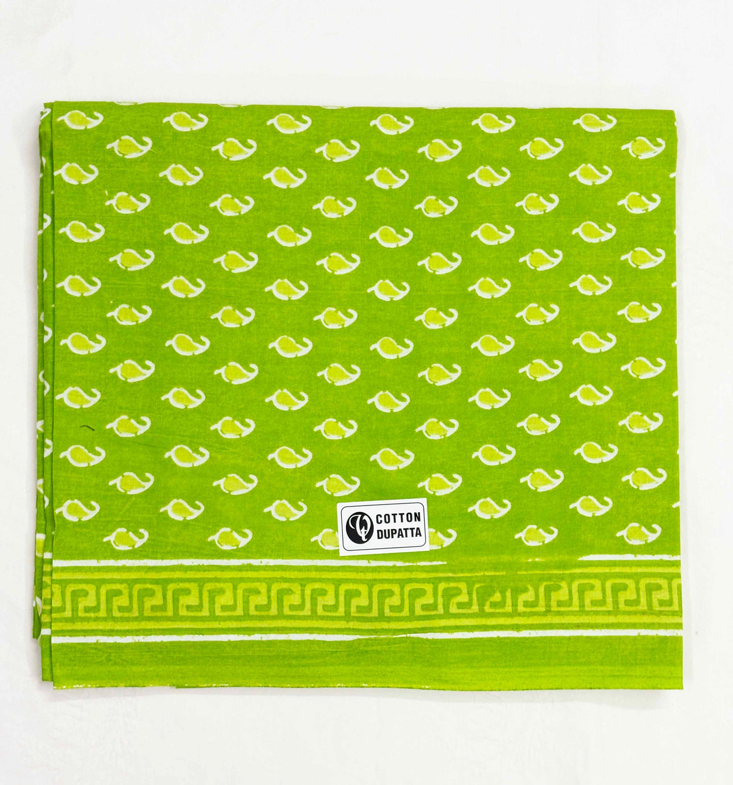 Unstitched Pure Cotton Suit with Cotton Dupatta (Green)