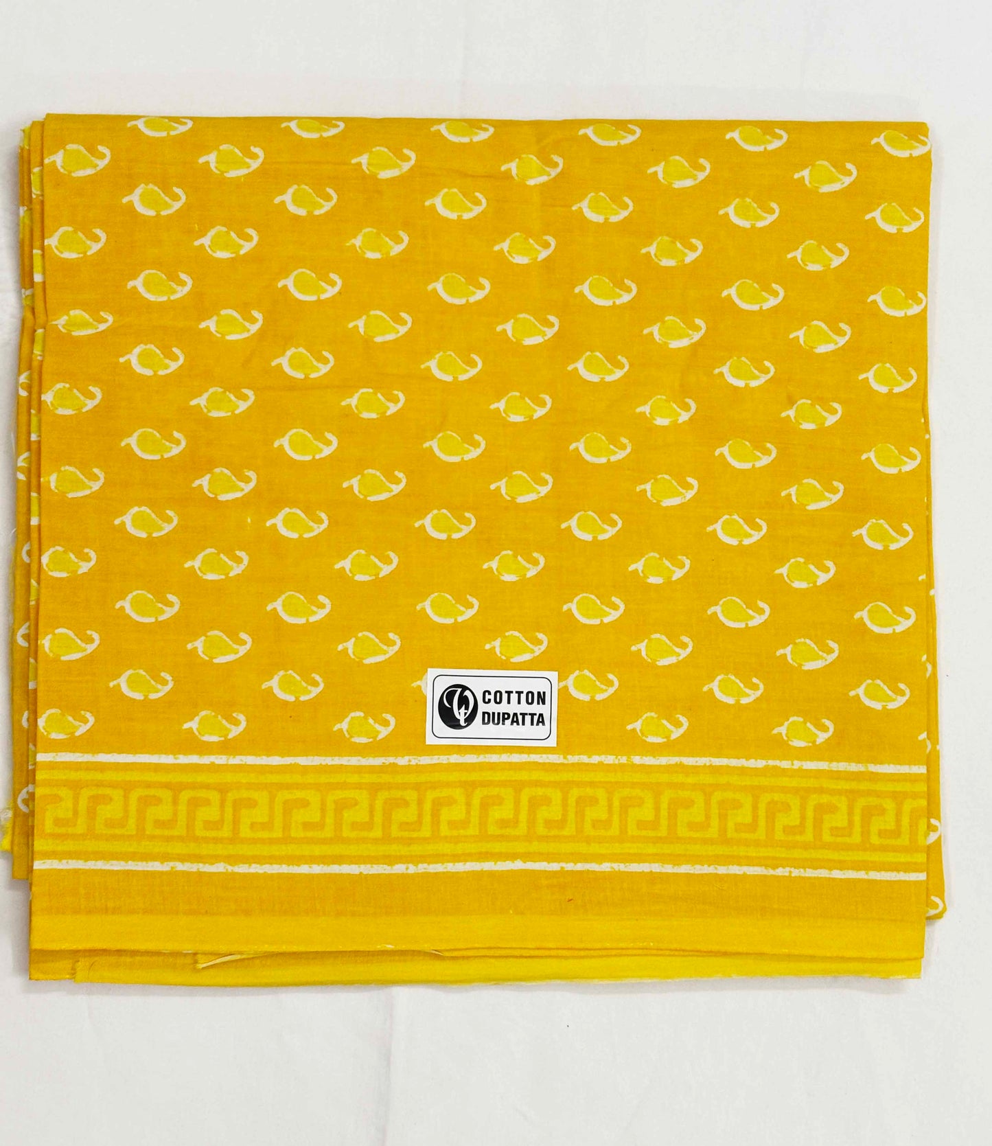 INDICASA Yellow Blossom Printed Cotton Suit With Cotton Dupatta (Yellow)