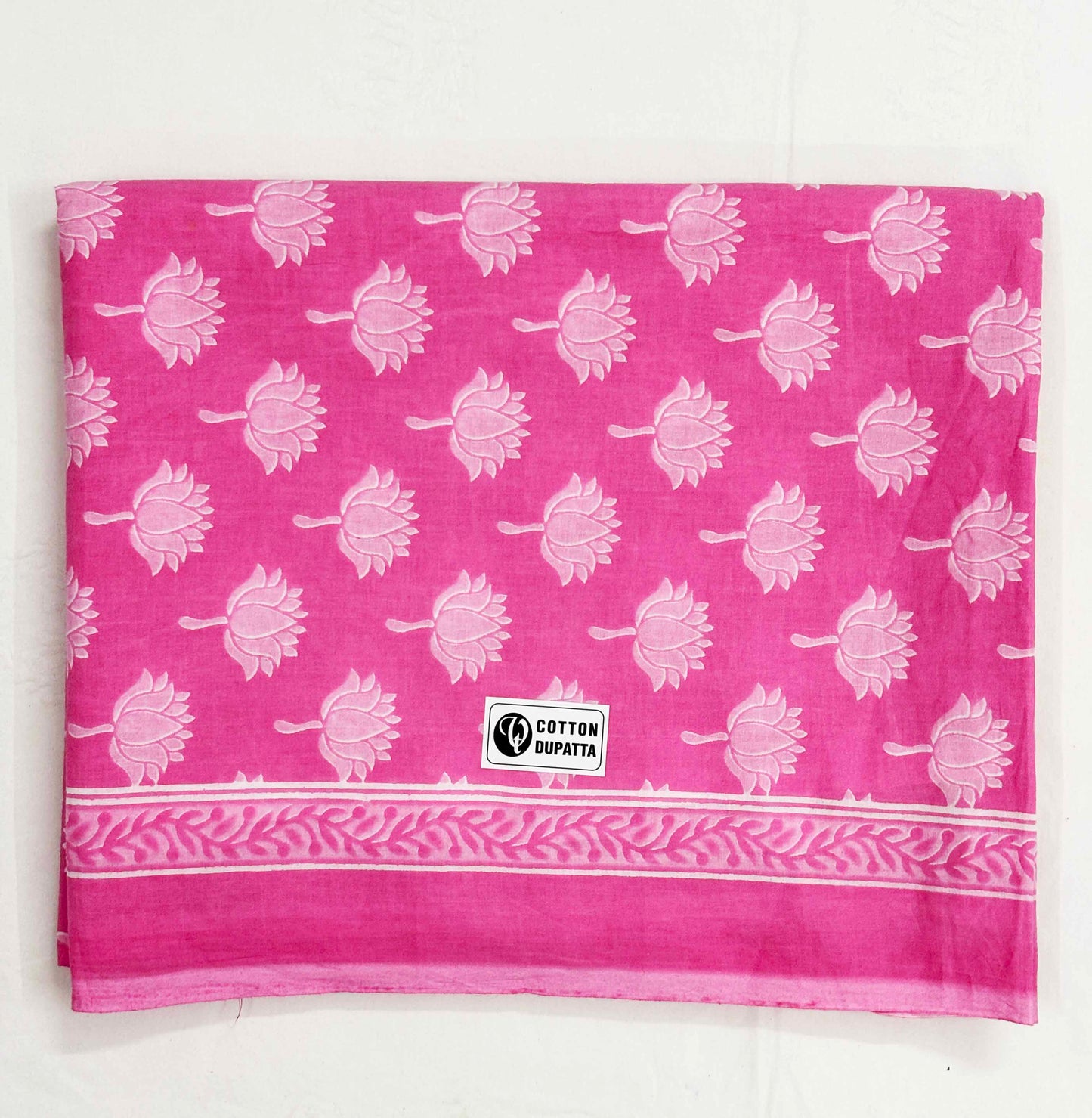 Unstitched Pure Cotton Suit with Cotton Dupatta (Pink)