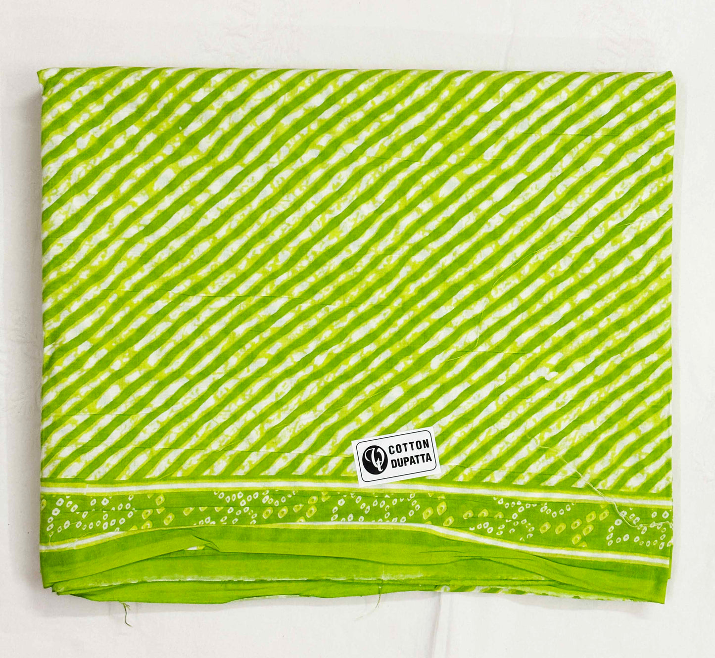 Unstitched Pure Cotton Suit with Cotton Dupatta (Green)