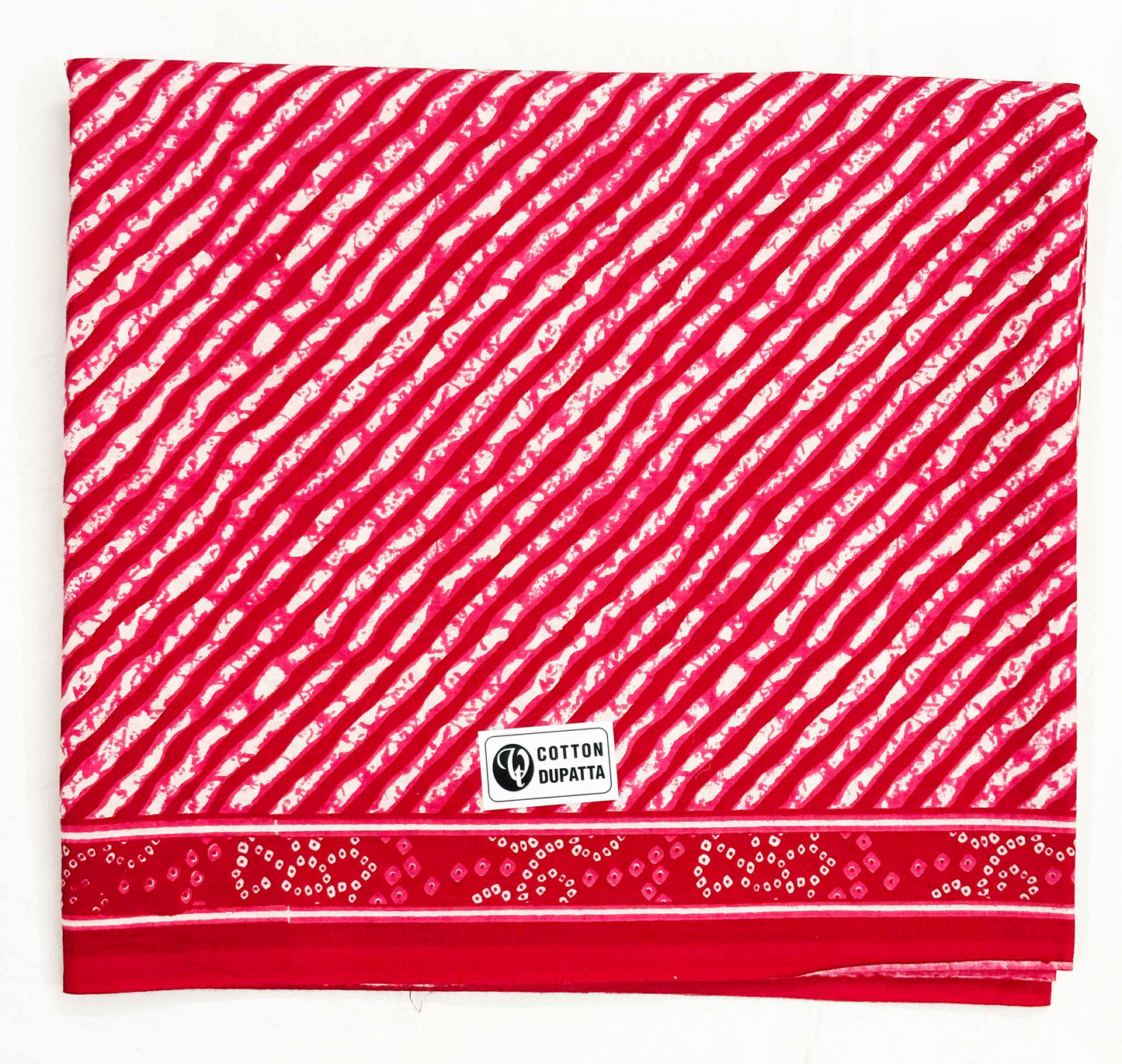 Unstitched Pure Cotton Suit with Cotton Dupatta (Red)