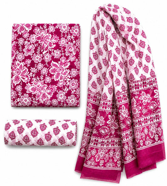 Unstitched Pure Cotton Suit with Cotton Dupatta