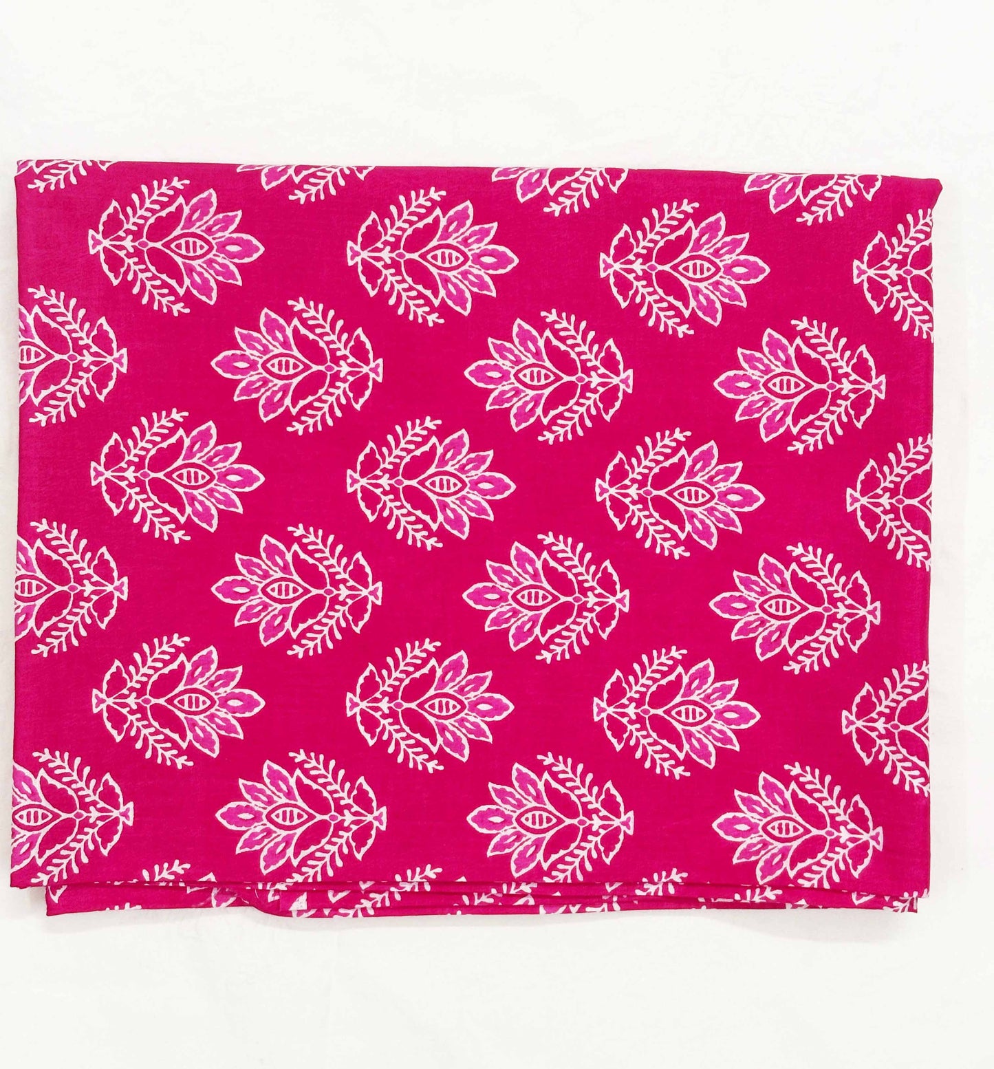 INDICASA Traditional Sanganeri Printed Cotton Suit With Cotton Dupatta (Magenta)